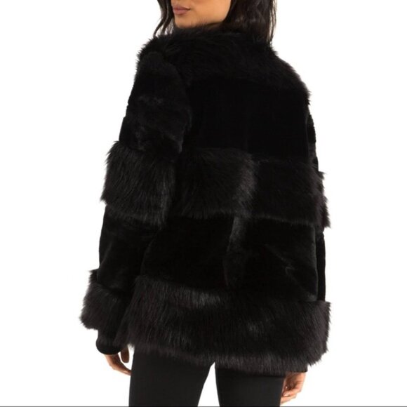 NWT n:philanthropy Faux Fur Harlan Jacket in Black Cat - Picture 3 of 11